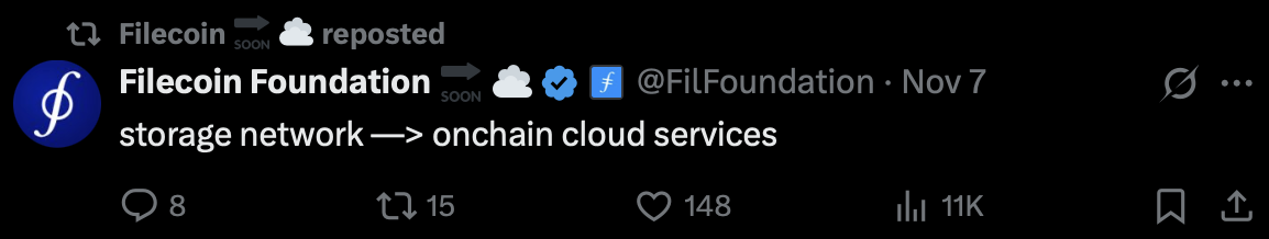 Filecoin (FIL) soared 100% during the week! Announced that on-chain storage has evolved into an